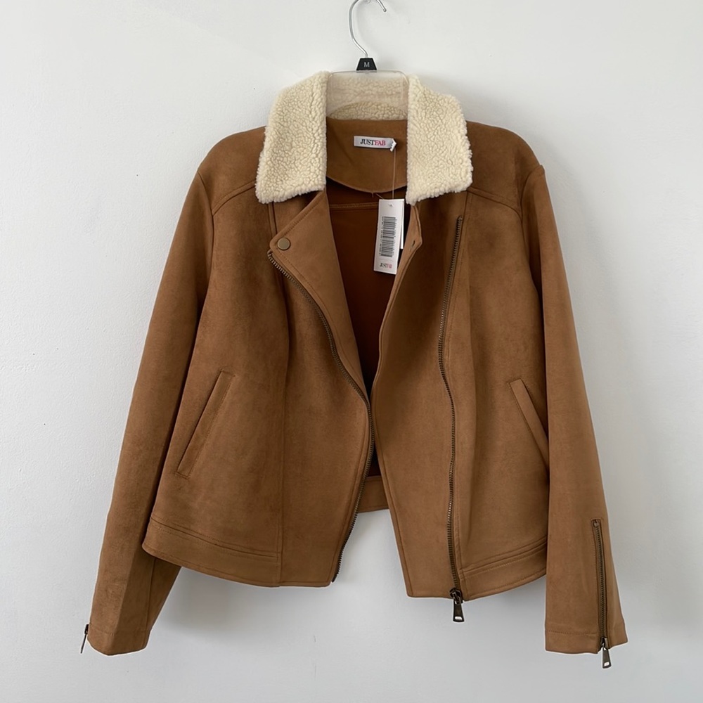 Ladies Suede Jacket with wool collar